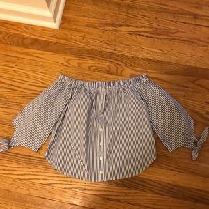 Striped off the shoulder top